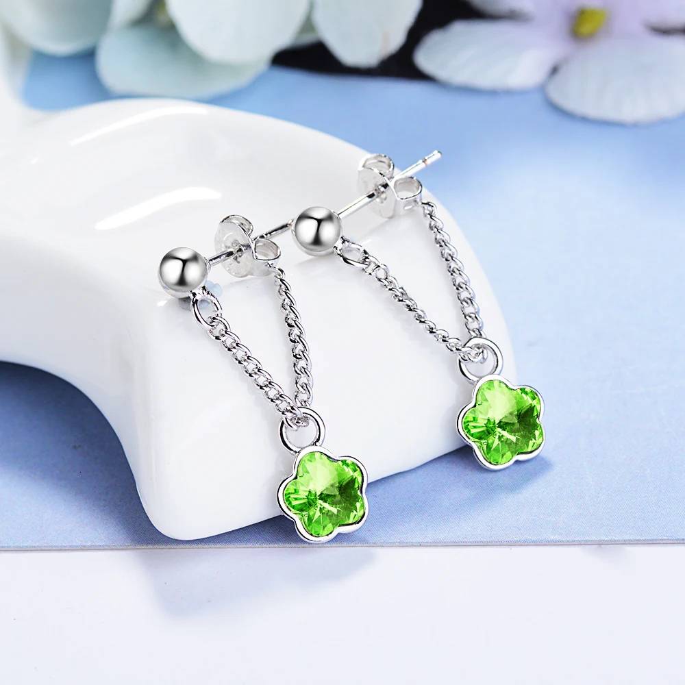 LEKANI, Стерлинговое Серебро 925 пробы, классический кристалл от SWAROVSKI, пять лепестков цветов, элегантные серьги-гвоздики для женщин, хорошее ювелирное изделие
