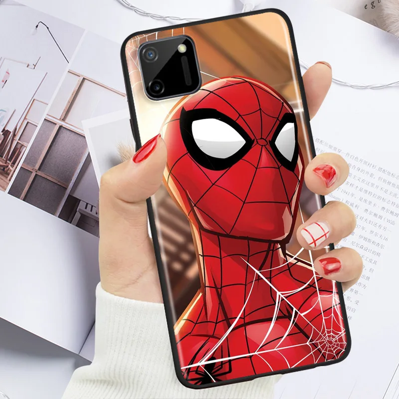 

Marvel Avengers Super Hero Spider Man For OPPO Realme C15 C17 X2 X3 X7 XT X50 Q2 Q2i V3 V5 V15 Pro TPU Silicone Black Phone Case