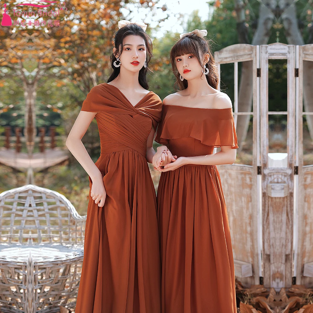 Карамельные шифоновые платья подружки невесты элегантные женские Формальные до