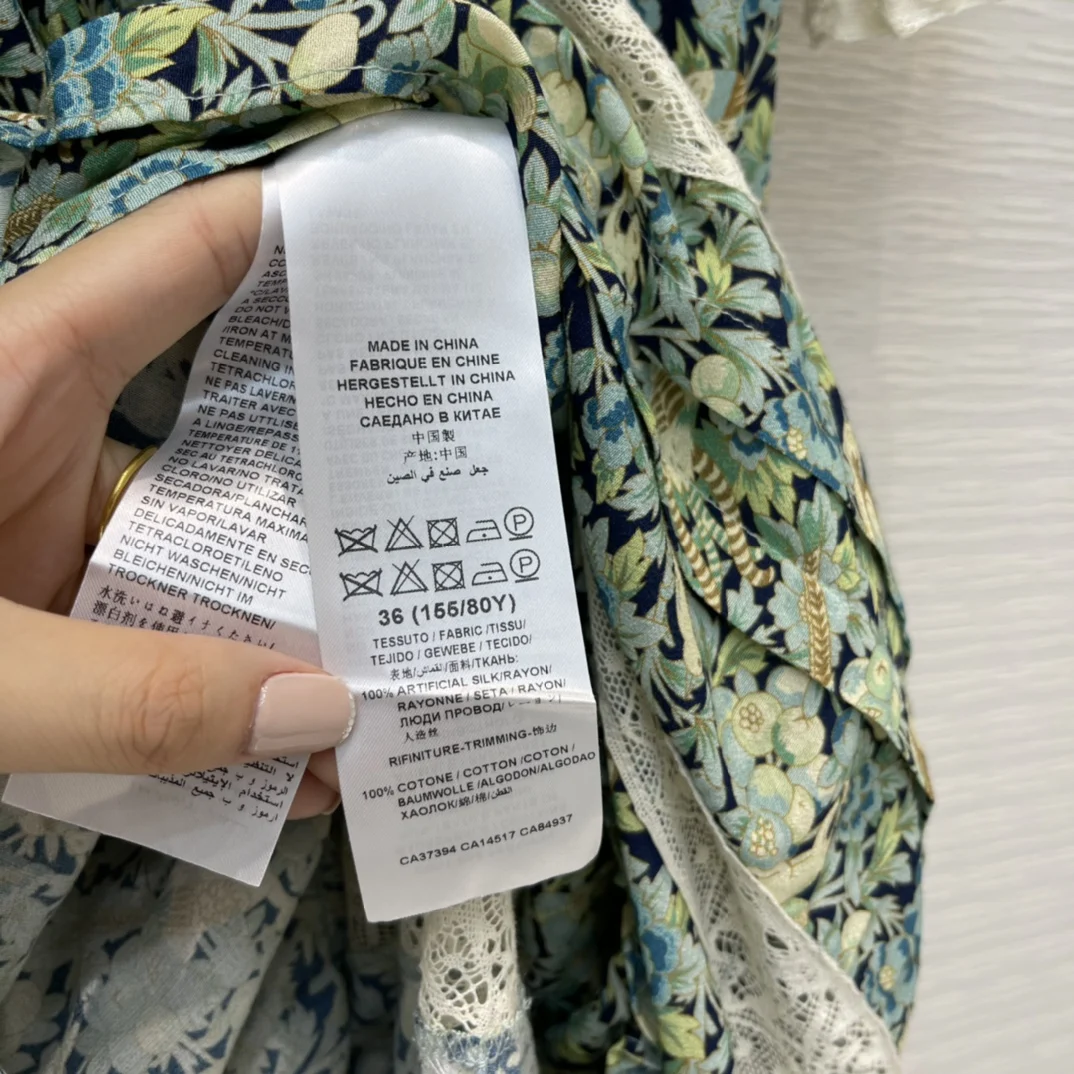 

High-end Brand Floral Printed Dresses 2021 Spring New Boho Elegant Lace Waist Ruffles Long Dresses Luxury Casual Maix Dresses