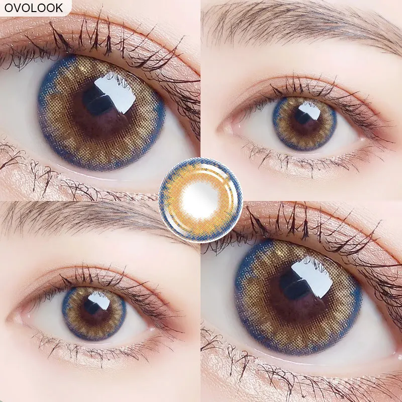 

OVOLOOK-2pcs/pair PRO Series Lenses Colored Lenses for Eyes Contact Lenses 5 Tone Yearly Eye Color Lens Soft Colored Contacts