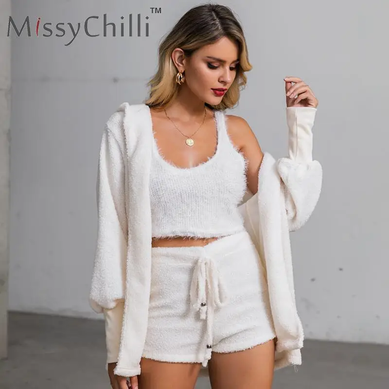 MissyChilli вязаный повседневный комплект из двух предметов короткий комбинезон и комбинезон для женщин осенний мягкий теплый комбинезон зимний женский однотонный комбинезон