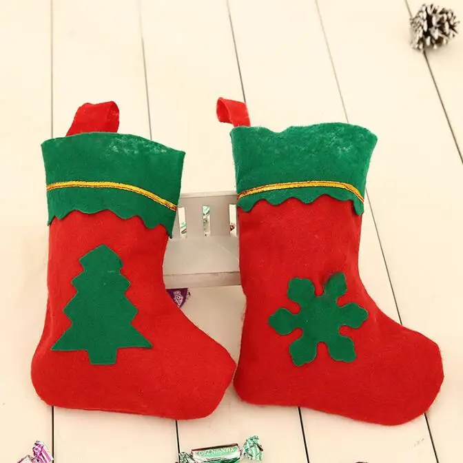 1pc Christmas stocking Christmas tree decorations gift bag mini pendant Gifts socks 14*20cm