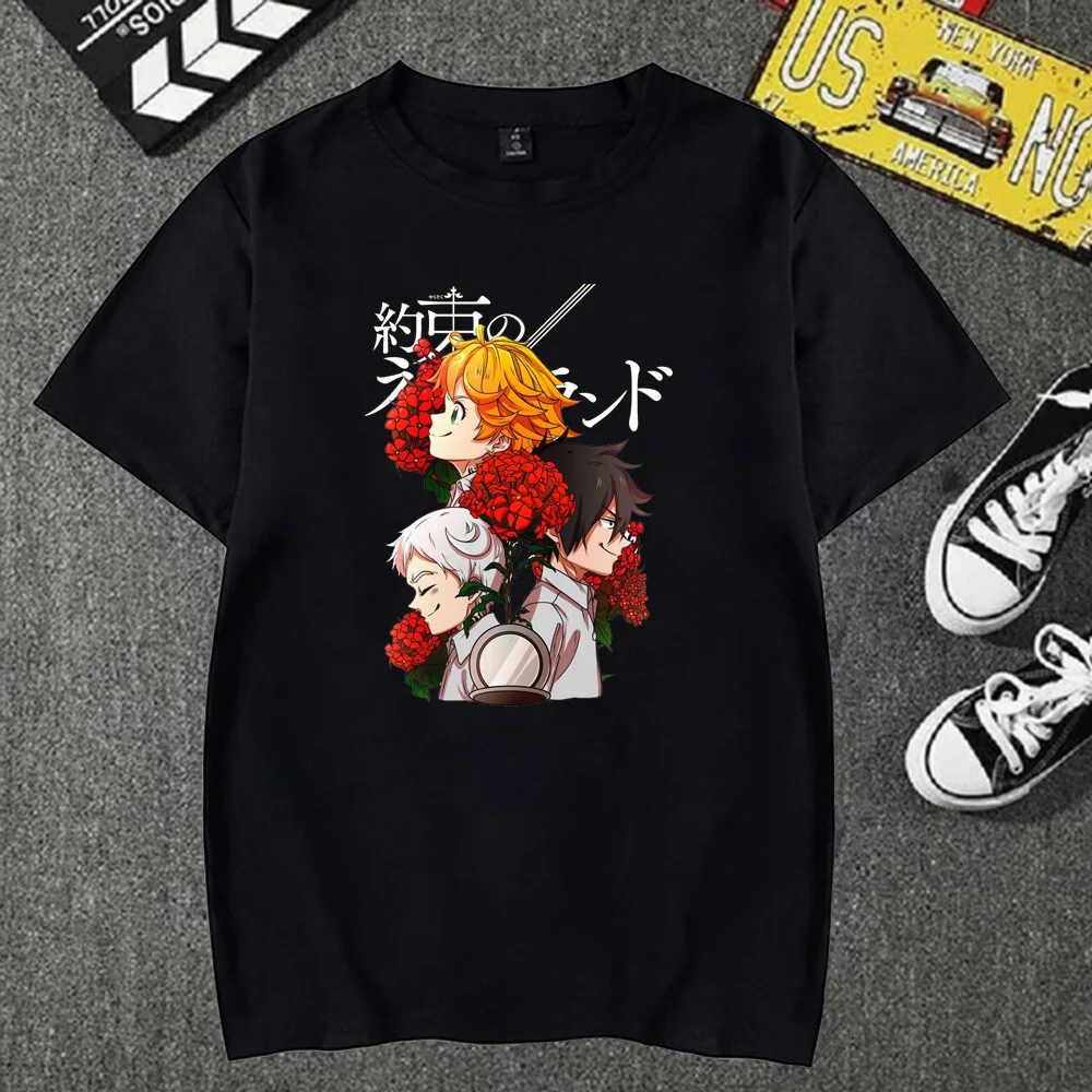 

2021 New T Shirt Mens Anime the Promised Neverland Tshirt Streetwear Summer Cotton Harajuku T-Shirts Short Sleeve Tops Tees
