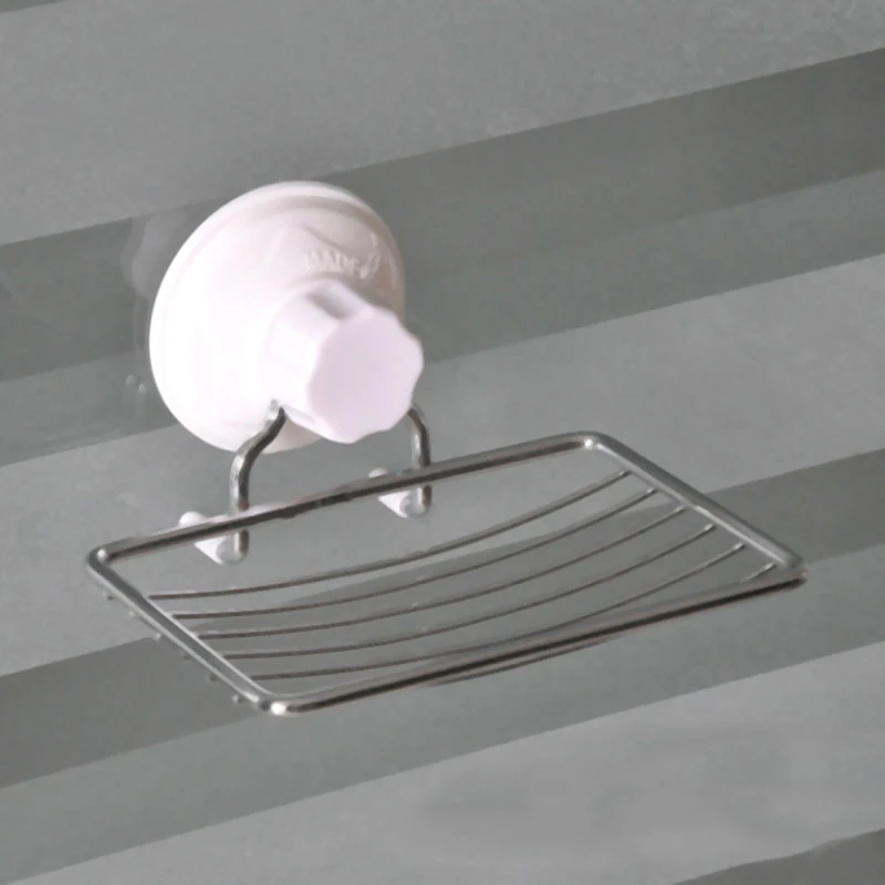 

Stainless Steel Soap Rack Holder Suction Tray Dish Shower Bathroom Sink Toilet