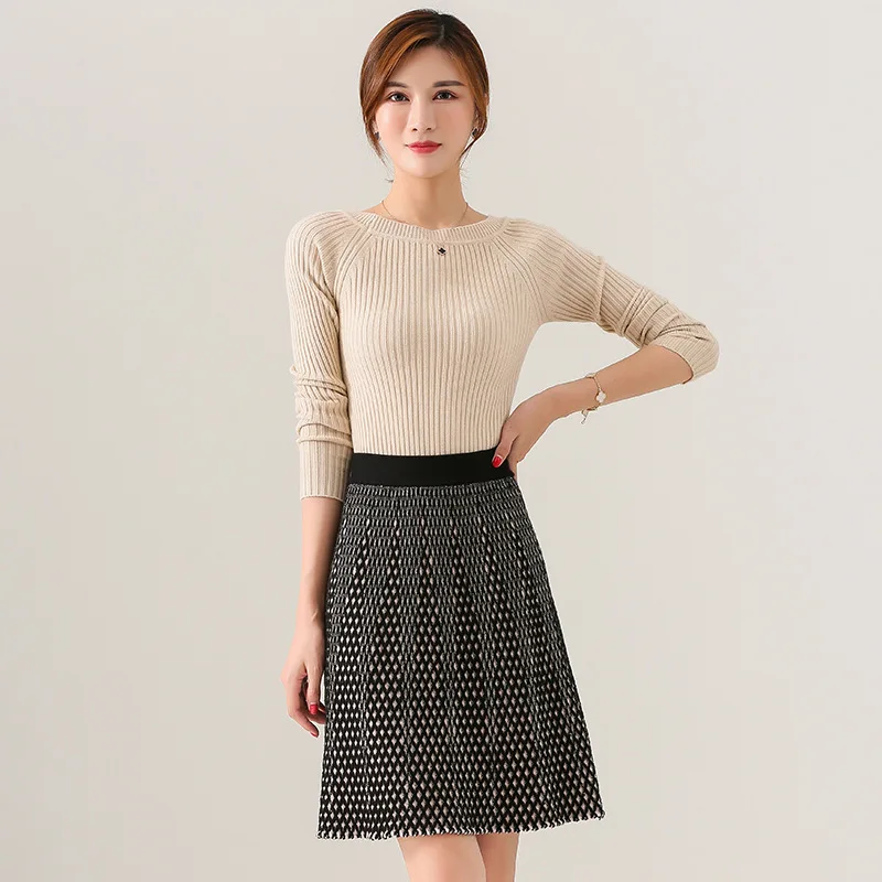 

Women's Knit Urban Skirt Short Autumn Winter European High Waist Office Lady Mini Skirts Woman Knitting Female Faldas LS222
