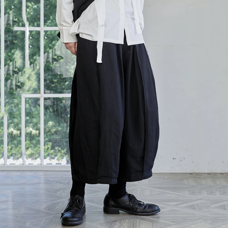 

[EAM] High Elastic Waist Black Brief Long Wide Leg Trousers New Loose Fit Pants Women Fashion Tide Spring Autumn 2021 1DB007
