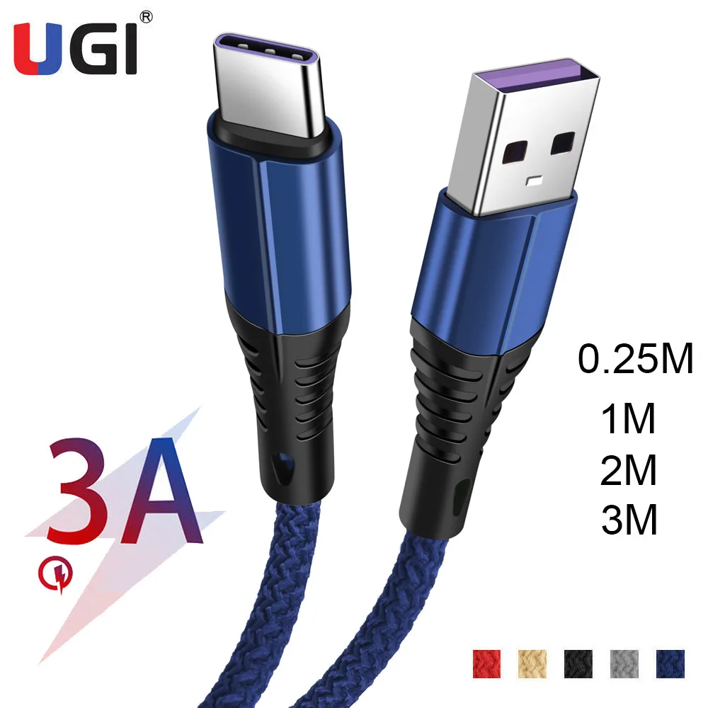 

UGI 1/2/3 Pack 3A Fast Charging Cable Micro USB Type C USB C Cable Data Sync For Samsung Huawei Xiaomi RedMI OnePlus HTC Android