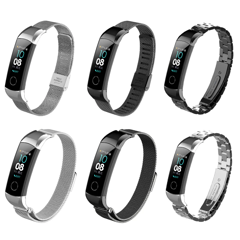 Металлический браслет ремешок для huawei honor Band 5/4 стандартная версия Смарт-Браслет спортивный браслет группа honor Band 4 нержавеющая сталь