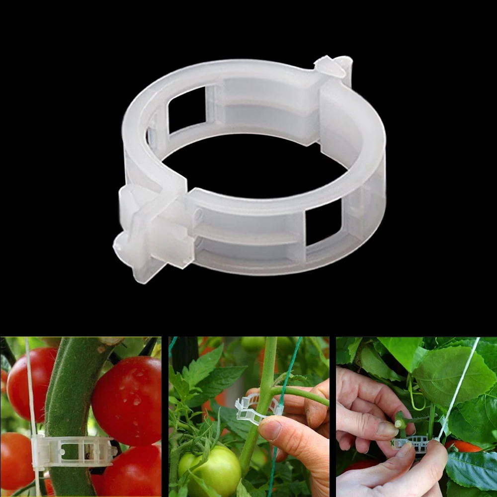 

50/30/20/10pcs Reusable Plastic Trellis Tomato Clips Supports Connects Plants Vines Cages Greenhouse Veggie Garden Plant Clip