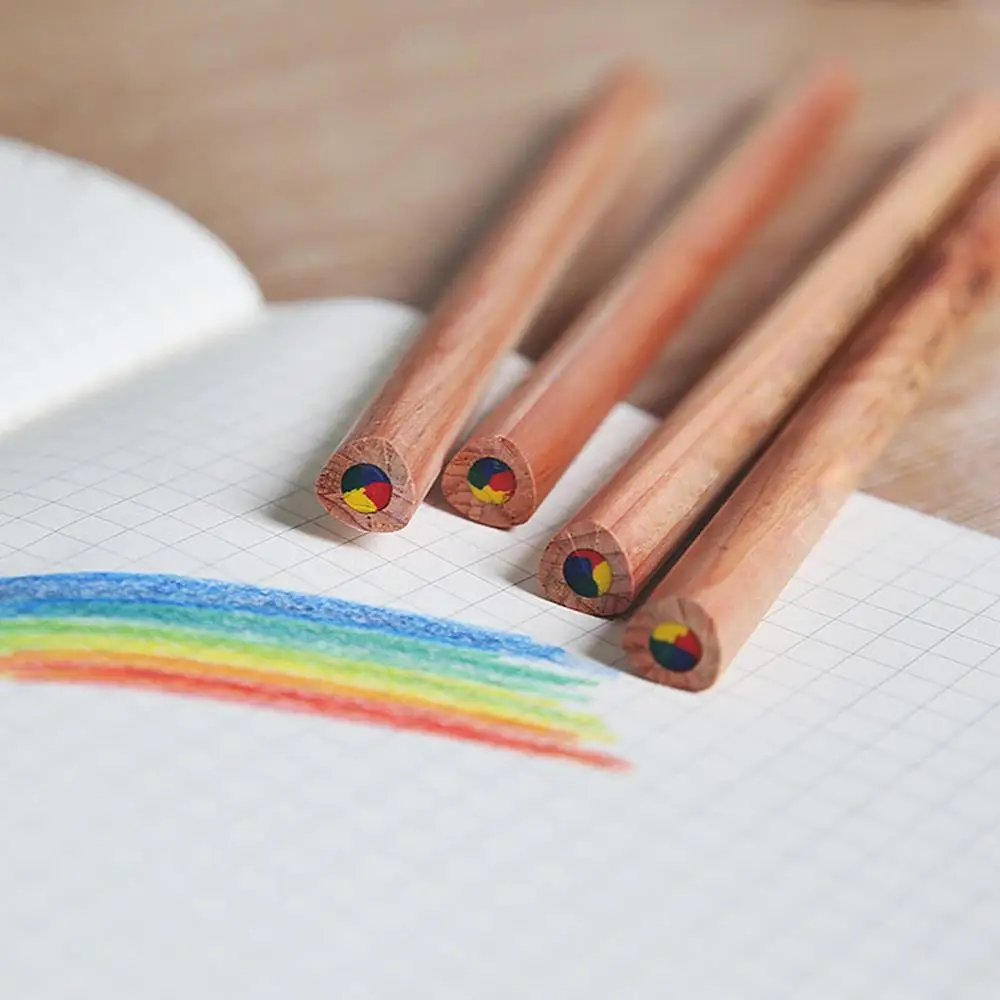 7 шт. радужные разноцветные карандаши натуральные деревянные листья набор для