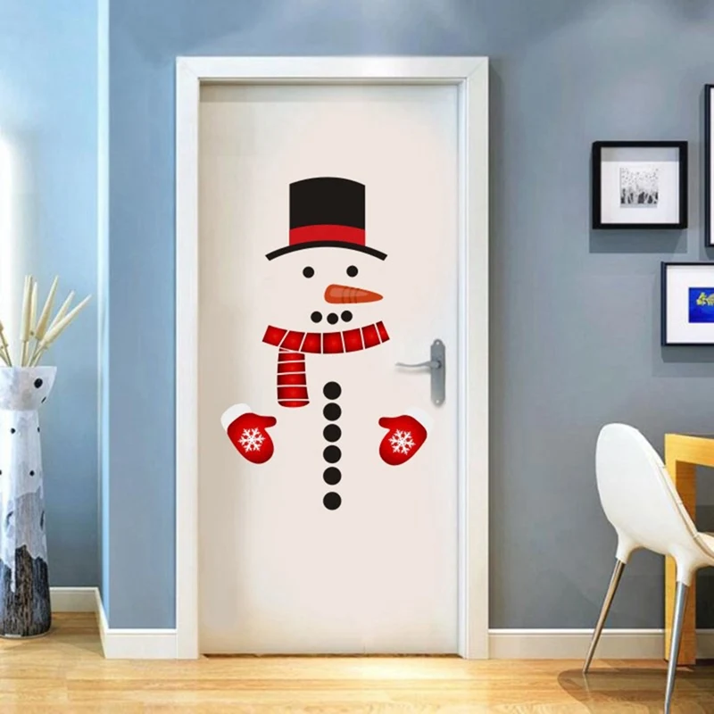 

Lovely Snowman Wall PVC Sticker Christmas DIY Glass Window Door Refrigerator Sticker for Festival Home Decoration