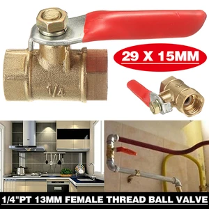 1 шт. латунный шаровой клапан 14 ''PT 13 мм резьба красный Рычаг Ручка Женский к женскому полный порт клапан для воды масло газа