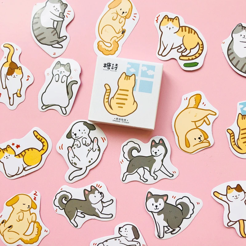 45 шт./кор. маленького щенка и кошек декоративные Стикеры ярлыком