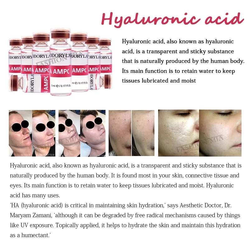 5ML/Bottle Hyaluronic Acid Mesotherapy Face Beauty HA for Wrinkle Ance Remove Serum Ampoule Whitening Hylaronic Skin Care - купить по