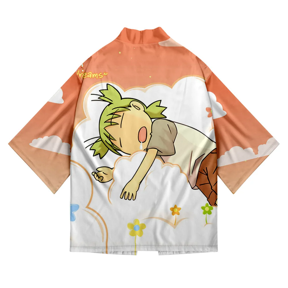 

2021 Yotsubato! Кимоно с коротким рукавом для мужчин и женщин, повседневный модный топ с 3D принтом, хаори юката, уличная одежда, лето