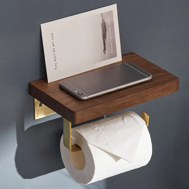 ROVOGO Туалет Бумага держатель с бамбуковая полка двойной для туалетной бумаги