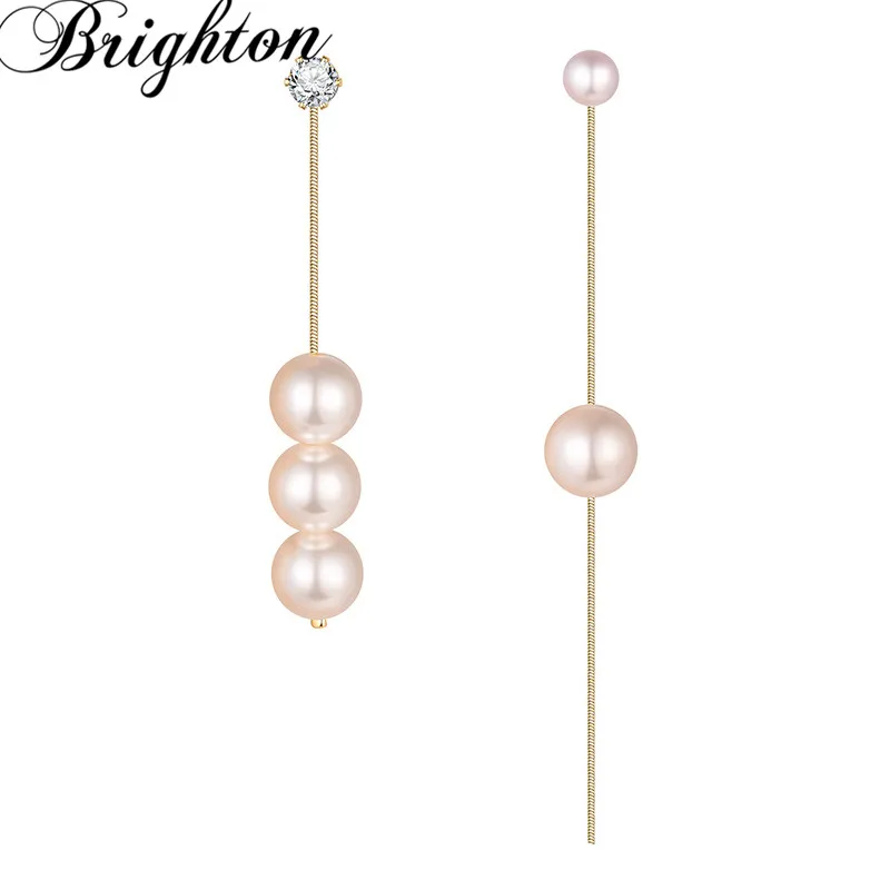 

Brighton Korean Tassel Simulated Pearl Long Drop Dangle Earrings For Women Asymmetry Pendant Bride New Fashion Jewelry Gift