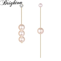 brighton korean tassel simulated pearl long drop dangle earrings for women asymmetry pendant bride new fashion jewelry gift