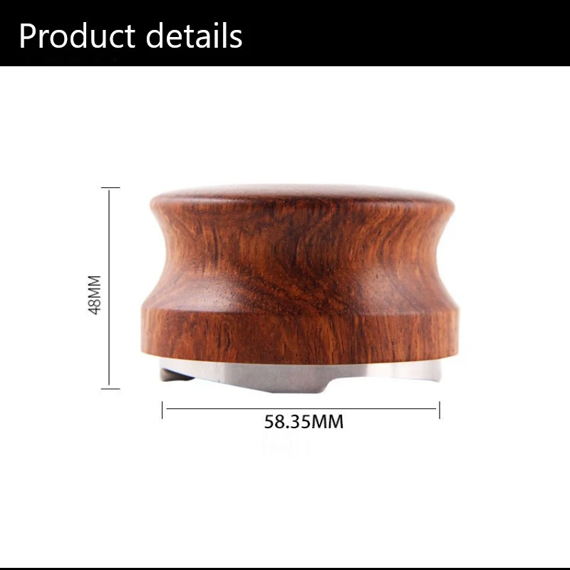 

58.35mm Rosewood Cover Flattened Powder Compactor Adjustable Height Tampers Stainless Steel Macaron Powder Compactor