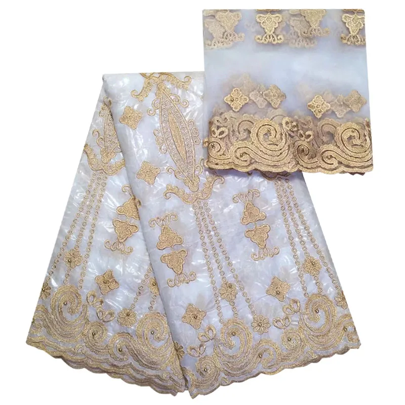 Высокое качество 5 ярдов Базен Riche 2019 Новый дизайн Африканский кружевная ткань + 2