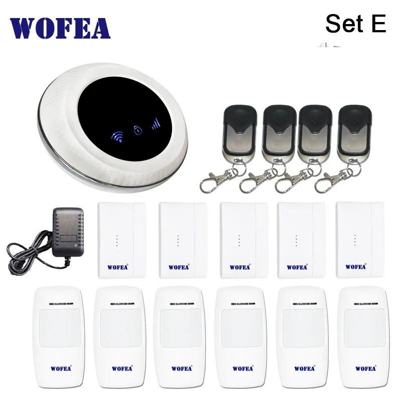 SET E Wofea беспроводной SIM GSM домашняя охранная wifi GSM сигнализация система Датчик комплект tuya приложение Встроенная сирена - Цвет: SET E