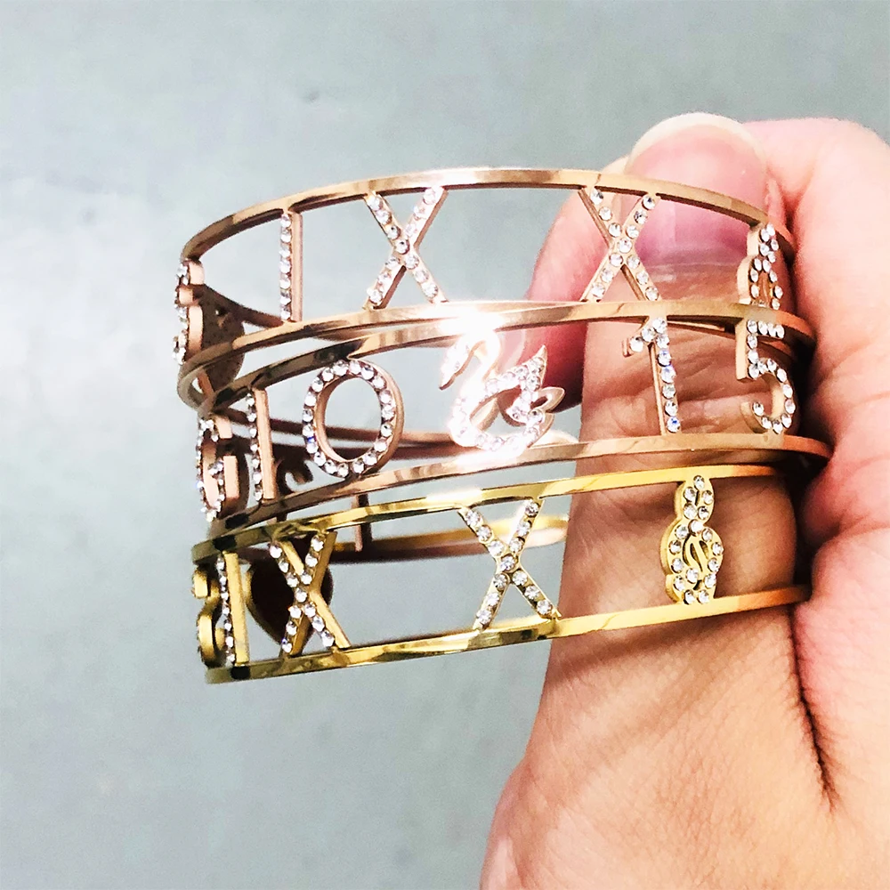 Браслет стразы с надписью ледяные буквы драгоценное Ювелирное Украшение в