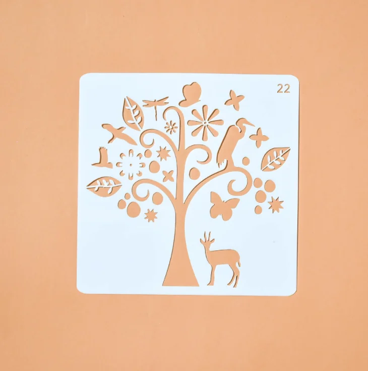 

13*13 Tree Layering Stencils graffiti hand copied board hollowed out photo album graphic spray painting tool