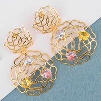 fashion yellow flower hoop drop earrings for women dubai statement earrings trend jewelry gift wedding jewelry accessories