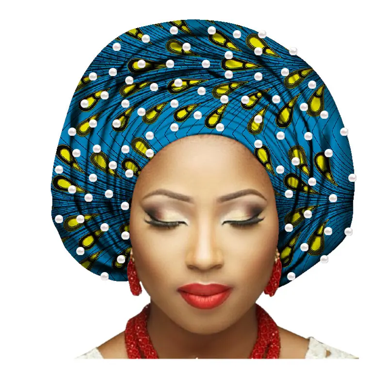 Шарфы с бусинами африканские бусины тюрбан головной убор нигерийский 100% хлопок