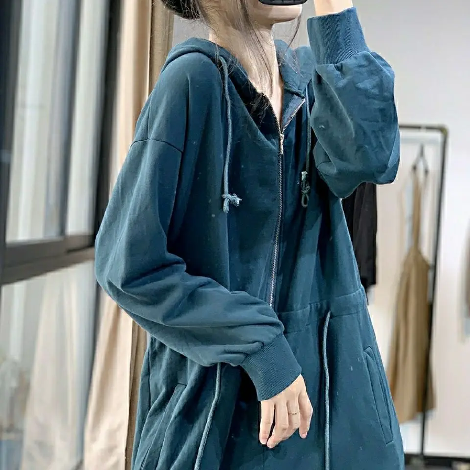 Women Harem Jumpsuit Autumn Winter Japanese Style Loose Drawstring Long Sleeve Hooded Sweatshirt Cotton Casual Jumpsuit Women