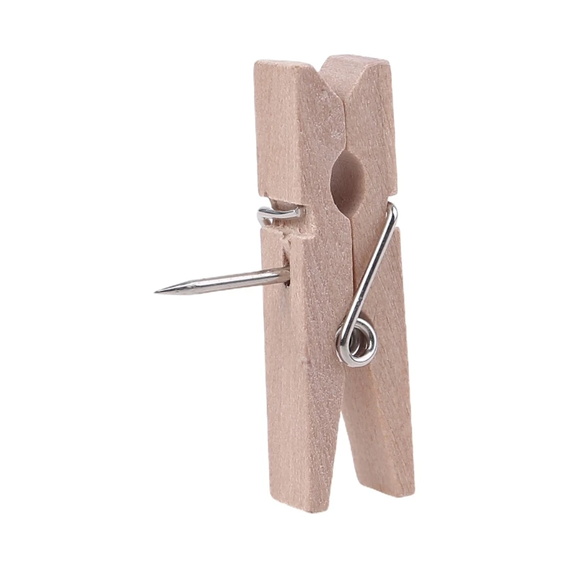 

60pcs Push Pins with Wooden Clips Pushpins Tacks Thumbtacks Creative Paper Clips for Cork Boards Notes Photos Wholesale