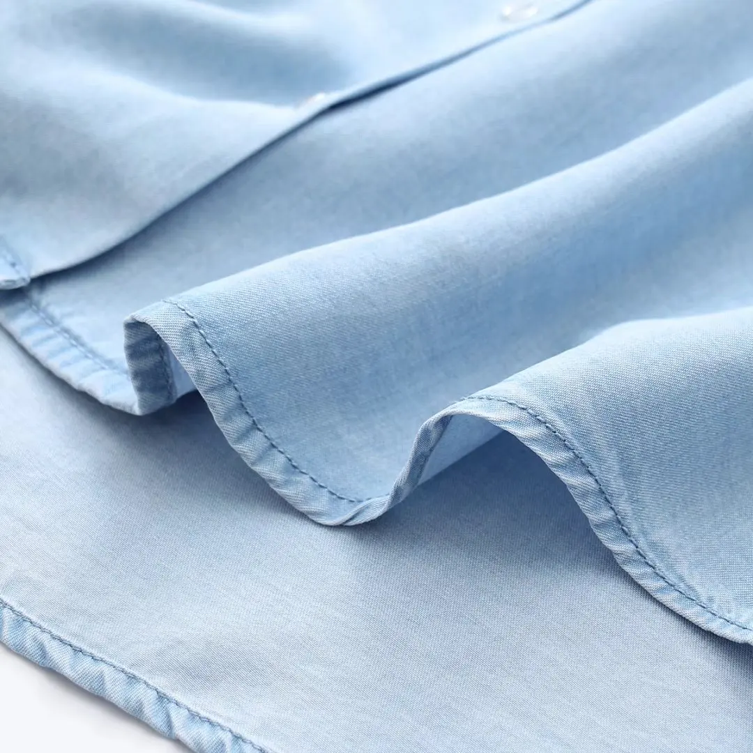 

Womens Denim Shirt Chic Jeans soft Long Sleeve Shirts Oversized Fashion Blouses female tops