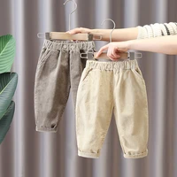 2021 new spring elastic waist corduroy pants loose harem pants kids pants boys cargo pants 4 colors solid pants for 1 2 3 years