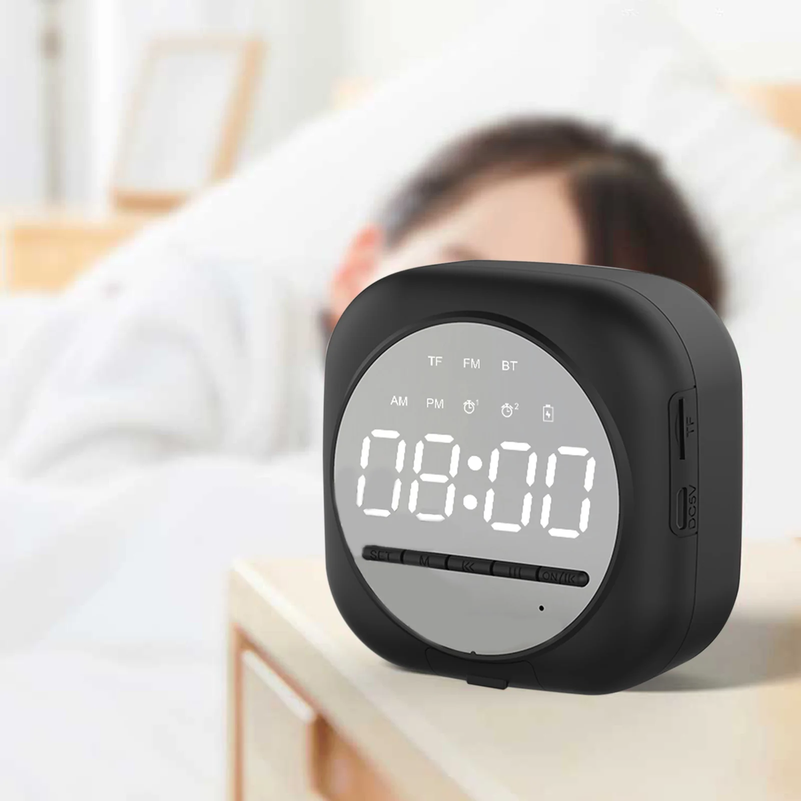 Портативный мини-светильник с функцией будильника Bluetooth светодиодный экран