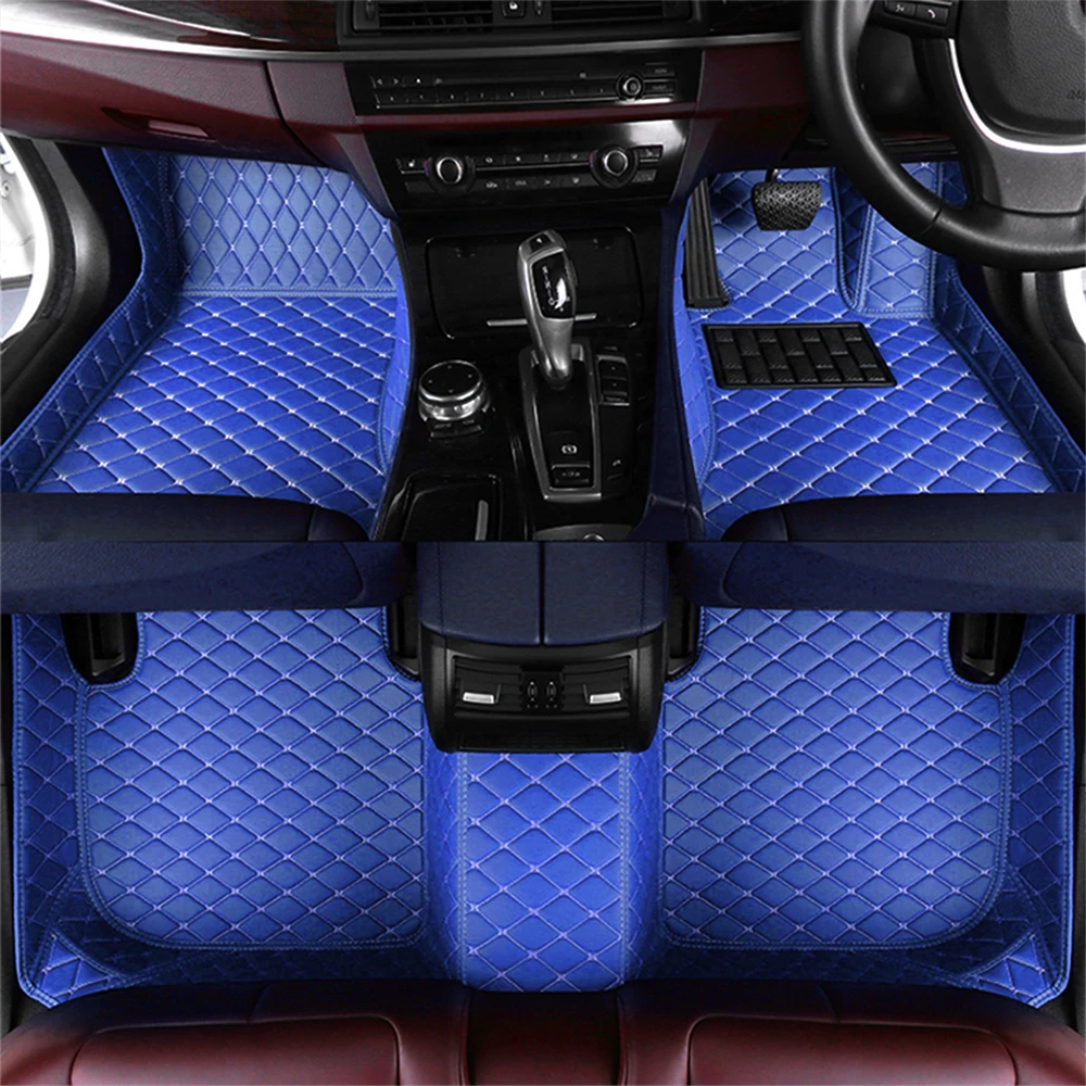 Custom Car Floor Mats For Audi A8L 5seat 2004-2007 2008 2009 2010 Leather Waterproof Foot Cover Auto Modeling Carpet Accessories
