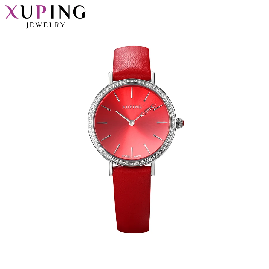 Xuping белые модные синтетические кубические циркониевые часы для женщин круглые