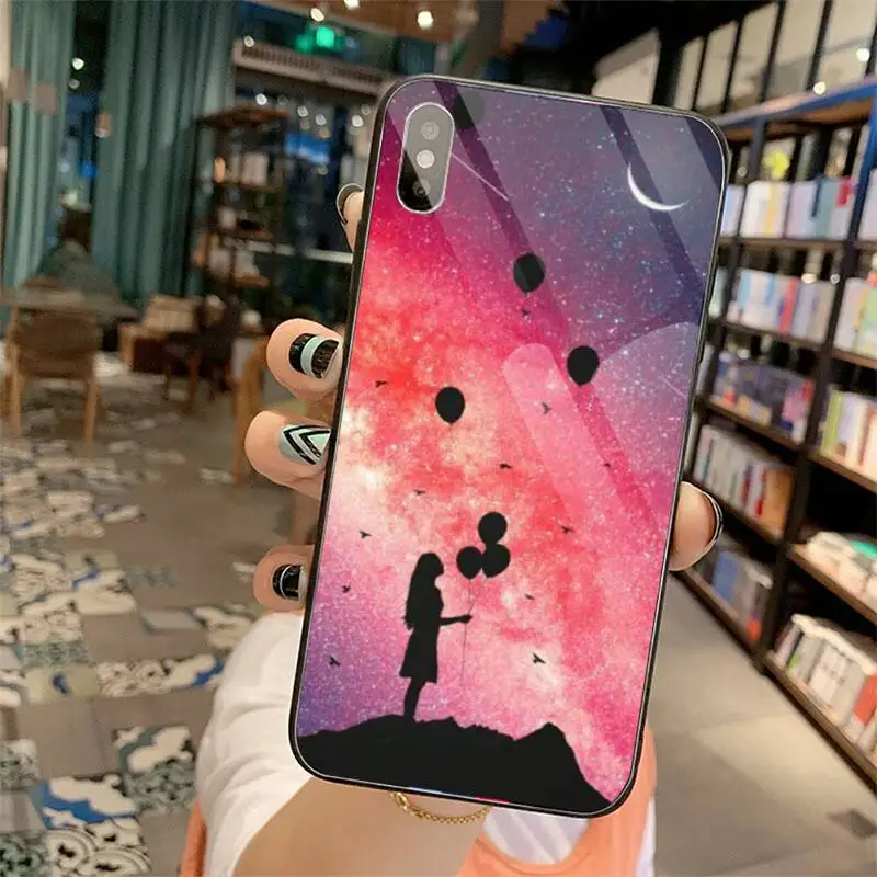 

Psychedelic purple starry sky Phone Cases Tempered glass For iphone 5C 6 6S 7 8 plus X XS XR 11 PRO MAX