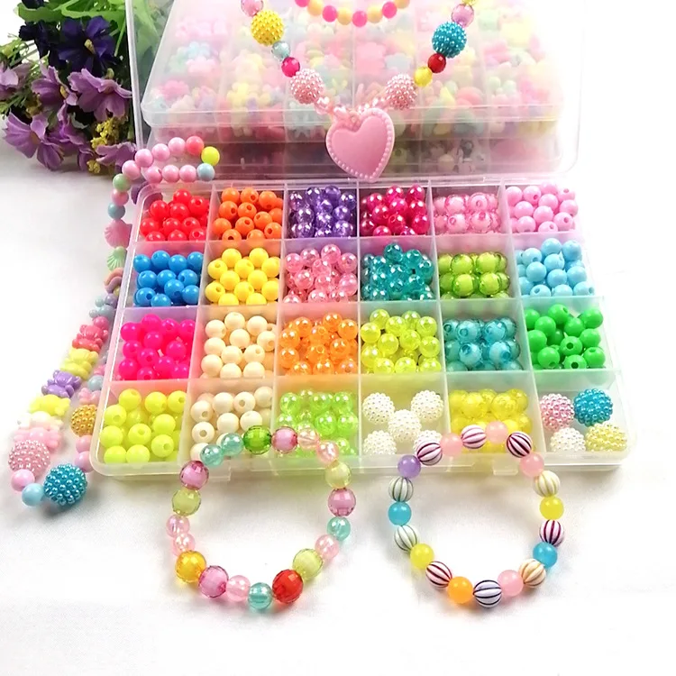 

DIY Handmade Beaded Toy with Accessory Set Children Creative 24 Grid Girl Jewelry Making Toys Educational Toys Children Gift