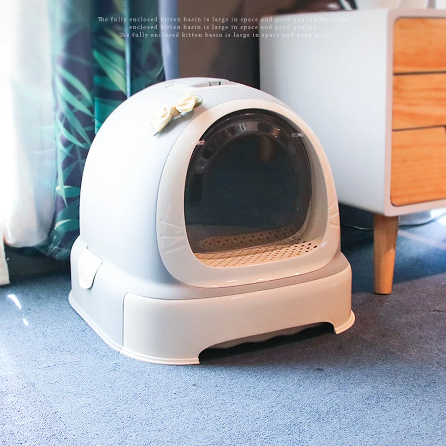 

Tray Toilet Training Inodoro Kedi Tuvaleti Plastic Cat Box Closed Cat Litter Rabbit Trays Cleaning Supplies Pet Products B70