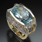 Модные женские кольца с голубым овальным камнем, элегантные кольца золотого цвета с кубическим цирконием для женщин, Свадебные обручальные ювелирные изделия, подарок