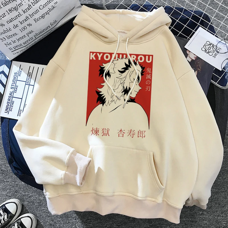 Demon Slayer Anime Harajuku Hoodie Women Rengoku Kyoujurou Hoodies Aesthetic Clothes Kimetsu No Yaiba Mugen Train Sweatshirt Top | Женская