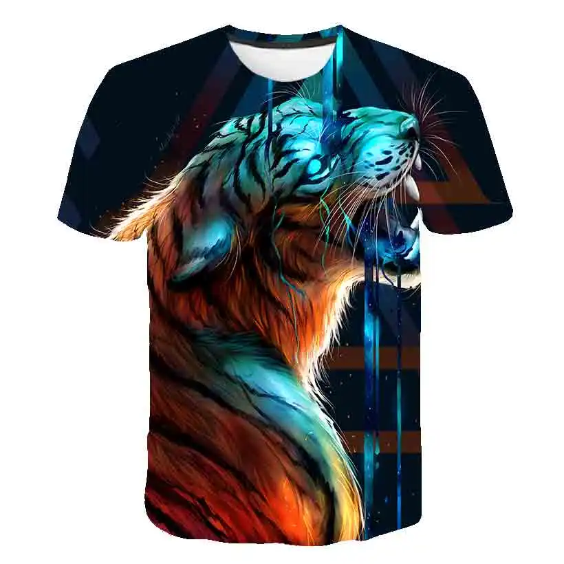 

Anime T-Shirt Oversized Children's Short Sleeve Lion 3D Print Tiger T-Shirts Boy Kid Boys and Girls Tops T-Shirt Summer Clothes