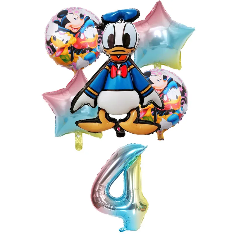 6 шт Дональд Дак воздушные шары Happy День рождения украшения Baby Shower поставки