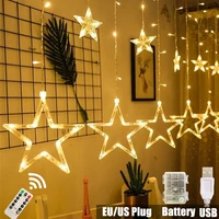 led string lights curtain usb stars fairy lights garland led wedding party christmas hanging curtain lights string home decor