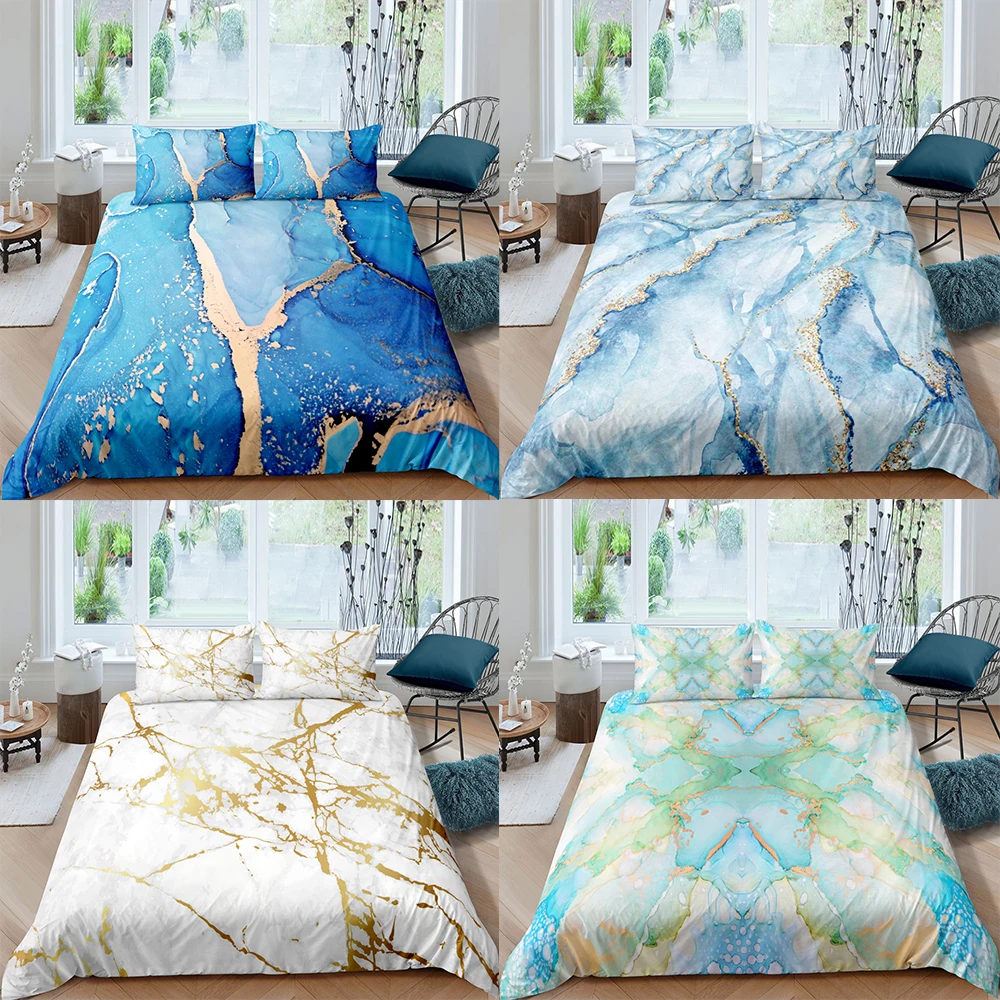 

Marble Pattern Printed Duvet Cover Single Twin Double Full King Size Bedding Sets With Pillow Case Bed Sets Bed Cover No Sheet