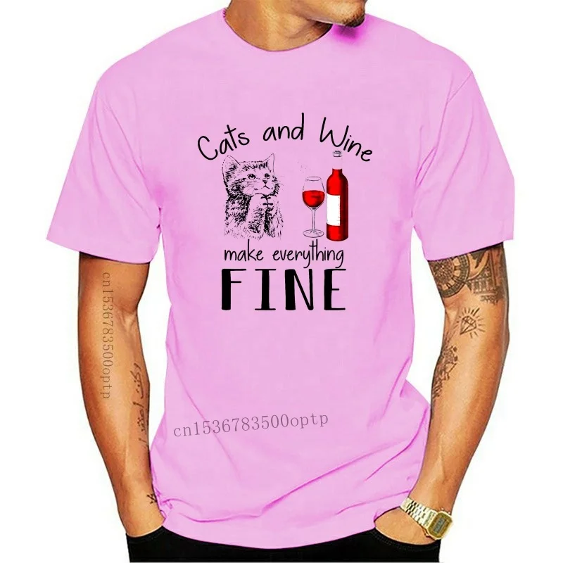 

New Cats And Wine Makes Everything Fine T-Shirt