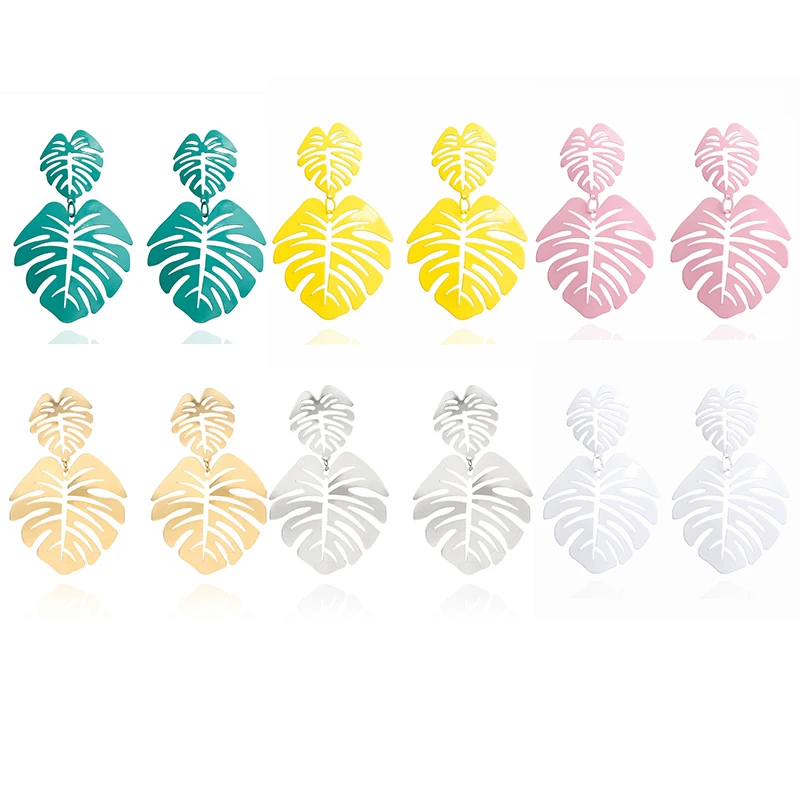 Женские Простые большие серьги с листьями модные геометрические желтые и