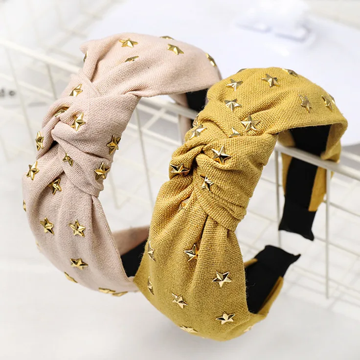 Женская повязка на голову с бисером и звездами| |