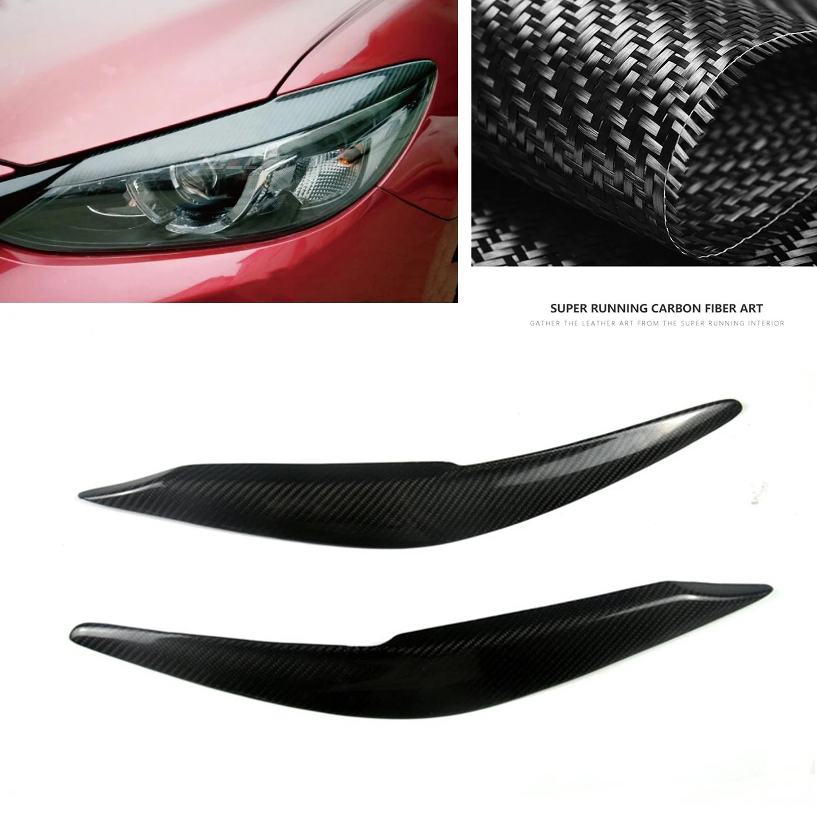 

For Mazda 6 Atenza 2017-2018 Carbon Fiber Headlight Eyebrow Headlamp Eyelid Car Front Head Light Lamp Cover Brow Trim Sticker